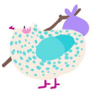 A cream and aqua chicken with a speckle pattern