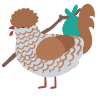 A mist and brown chicken with a lace pattern