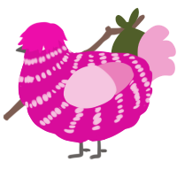 A fuchsia and pink chicken with a bar pattern