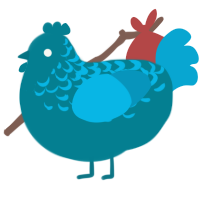 A sea and cerulean chicken with a half-lace pattern