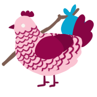 A rose and maroon chicken with a lace pattern