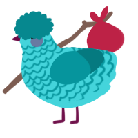 A aqua and teal chicken with a lace pattern