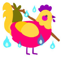 A fuchsia and honey chicken with a head pattern