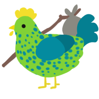 A grass and sea chicken with a speckle pattern