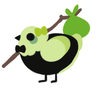 A black and apple chicken with a head pattern