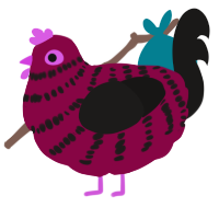 A maroon and sable chicken with a bar pattern