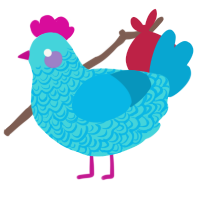 A aqua and cerulean chicken with a double-lace pattern