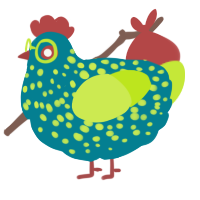 A sea and lime chicken with a speckle pattern