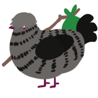 A grey and black chicken with a bar pattern