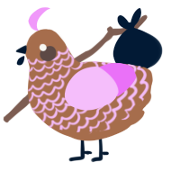 A brown and lavender chicken with a lace pattern