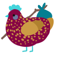 A maroon and gold chicken with a speckle pattern