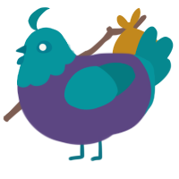 A overcast and teal chicken with a head pattern