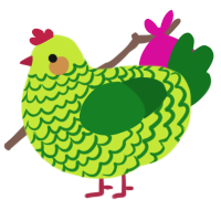 A lime and leaf chicken with a lace pattern