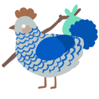 A silver and ultramarine chicken with a lace pattern