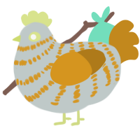 A silver and ochre chicken with a bar pattern