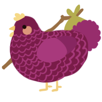 A plum and amethyst chicken with a lace pattern