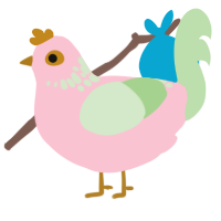 Ross, a rose and gluppy chicken with a neck-speckle pattern