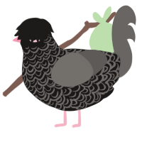 A sable and grey chicken with a double-lace pattern