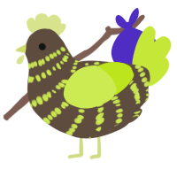 A bark and lime chicken with a bar pattern