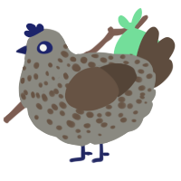 A ash and bark chicken with a speckle pattern
