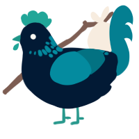 A tumblr and sea chicken with a neck-speckle pattern