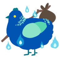 A ultramarine and mint chicken with a neck-band pattern