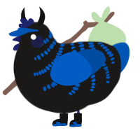 A sable and ultramarine chicken with a half-bar pattern