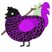A sable and amethyst chicken with a lace pattern