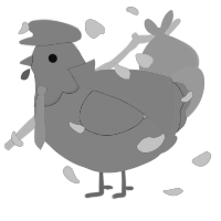 A aqua and honey chicken with a head pattern