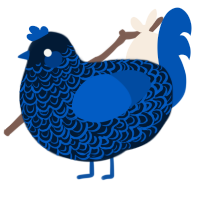 A tumblr and ultramarine chicken with a double-lace pattern