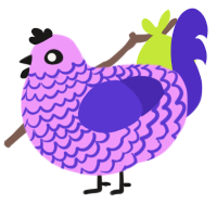 Luka, a lavender and indigo chicken with a lace pattern