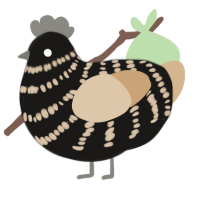 A sable and beige chicken with a bar pattern