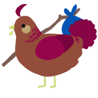 A russet and maroon chicken with a neck-band pattern