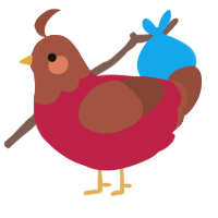 A crimson and russet chicken with a head pattern