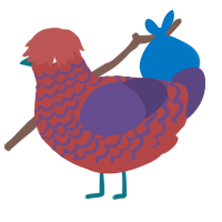 A red and overcast chicken with a lace pattern