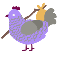 A lilac and ash chicken with a lace pattern