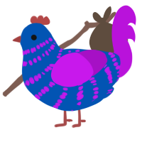 A ultramarine and amethyst chicken with a bar pattern