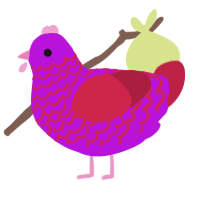 A amethyst and crimson chicken with a lace pattern