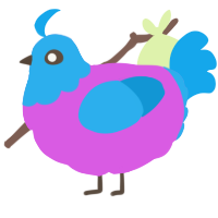 A orchid and sky chicken with a head pattern