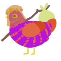 Phobos, a amethyst and vermilion chicken with a bar pattern