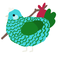 A aqua and leaf chicken with a lace pattern