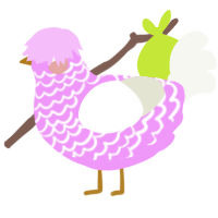 A lavender and white chicken with a lace pattern