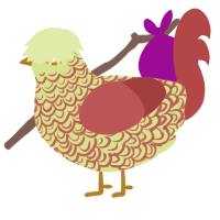 A lemon and red chicken with a double-lace pattern