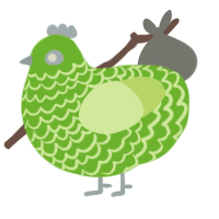 A grass and apple chicken with a lace pattern
