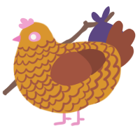 A orange and russet chicken with a lace pattern