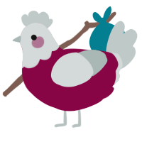 A maroon and silver chicken with a head pattern