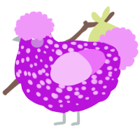 A amethyst and lavender chicken with a speckle pattern