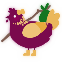 A wine and honey chicken with a neck-speckle pattern