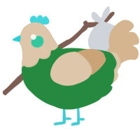 A viridian and beige chicken with a head pattern