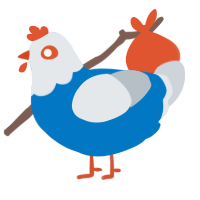 A sapphire and mist chicken with a head pattern
